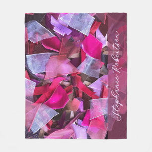 Custom Name Abstract Pink Purple Stripe Maximalist Fleece Blanket