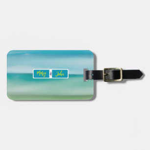 Custom Name Abstract Watercolor Ocean Horizon Art Luggage Tag