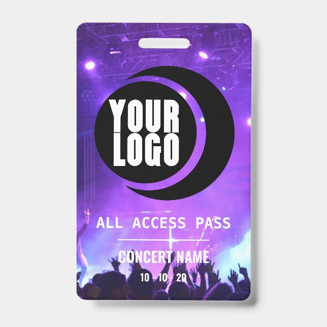 Custom name acess all access pass concert ID badge (Front)