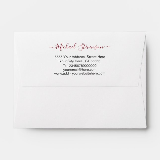 Custom Name Address Company Office Envelopes (Back (Top Flap))
