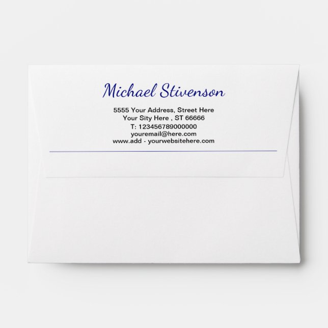 Custom Name Address Contact Info Mailing Envelope  (Back (Top Flap))