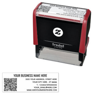 Custom Name Address Contact Info QR Code Stamp