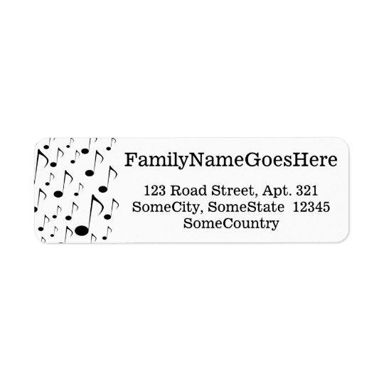 Custom Name/Address + Many Musical Notes Pattern Return Address Label