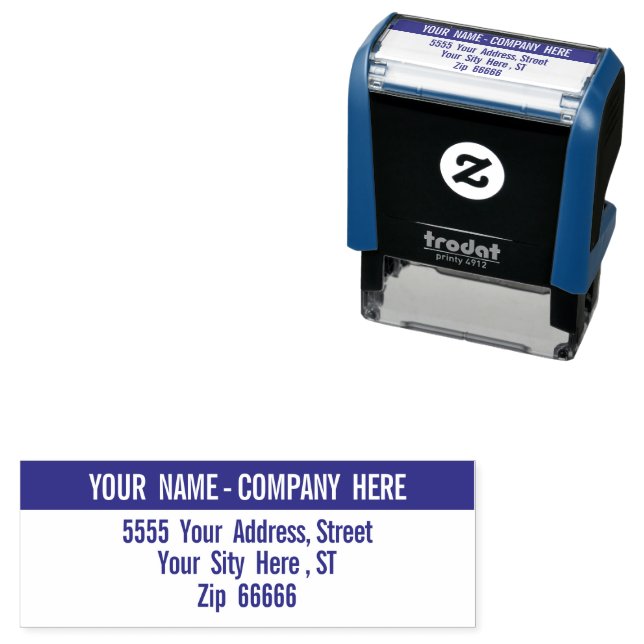 Custom Name Address Modern Design Two Colours Self-inking Stamp (In Situ)