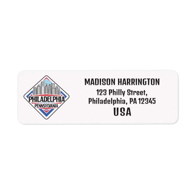 Custom Name & Address Philadelphia Pennsylvania (Front)