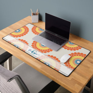 Custom Name Aegean Summer Radiant Dot Mandala Desk Mat