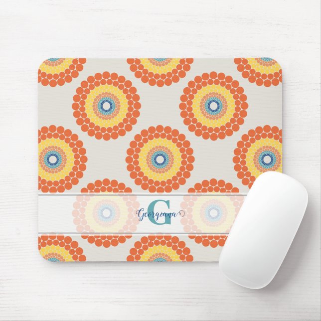 Custom Name Aegean Summer Radiant Dot Mandala Mouse Mat (With Mouse)