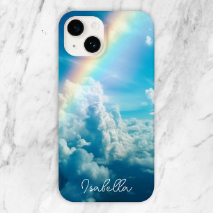 Custom Name Aesthetic Rainbow and Clouds Case-Mate iPhone 14 Case