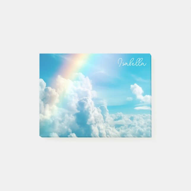 Custom Name Aesthetic Rainbow and Clouds Post-it Notes (Front)