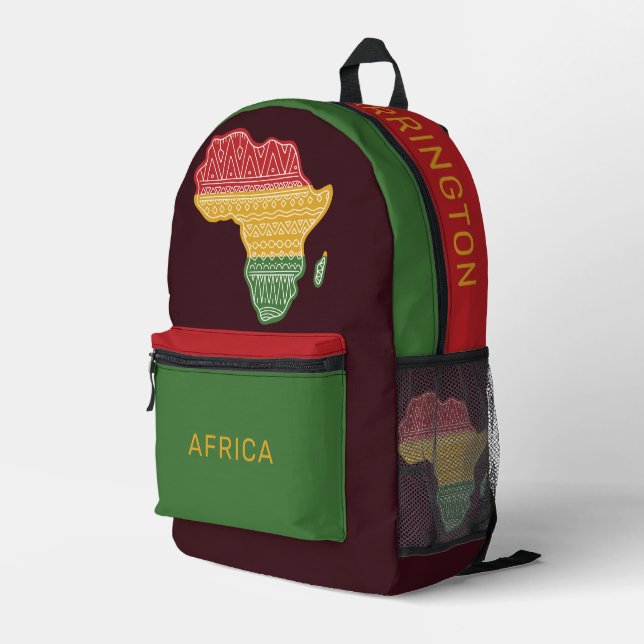 Custom Name Africa Printed Backpack (Back Corner Right)