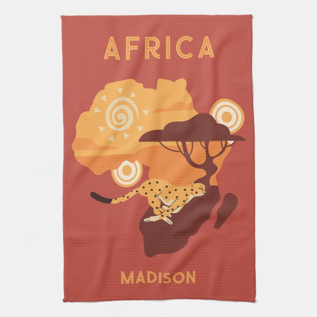 Custom Name Africa Tea Towel (Vertical)