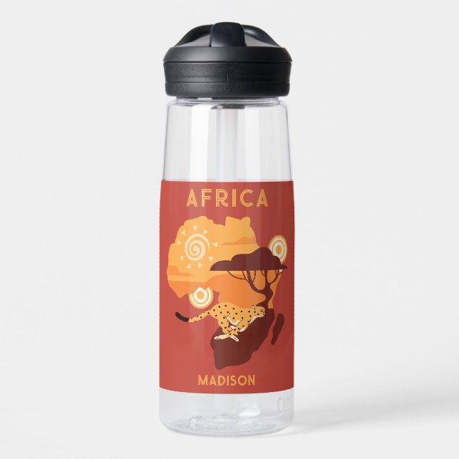 Custom Name Africa Water Bottle (Front)