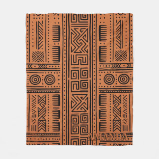 Custom Name African Mudcloth Terracotta Blanket