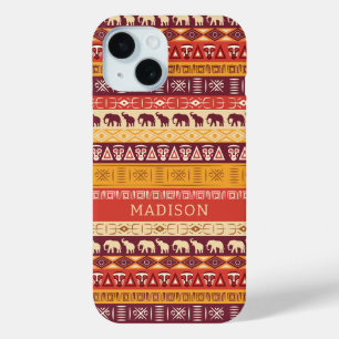 Custom Name African Pattern iPhone 15 Case
