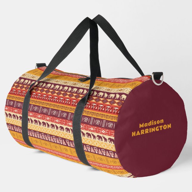 Custom Name African Pattern Duffle Bag (Left Corner)