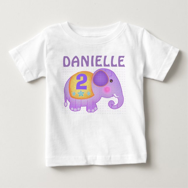 Custom Name & Age Birthday Elephant Tutu Bodysuit (Front)
