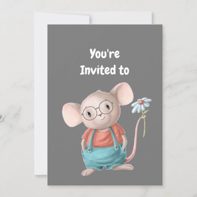 Custom Name Age Birthday Party Mouse Invitation (Front)
