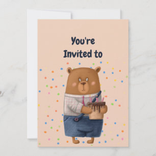 Custom Name Age Birthday Party Teddy Bear Invitation