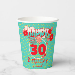 Custom Name & Age, Happy Birthday Paper Cups
