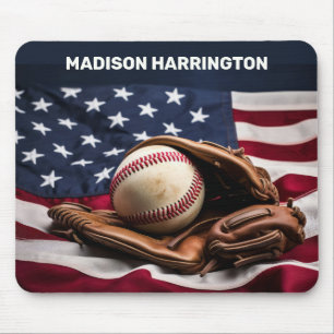 Custom Name American Baseball Mouse Mat