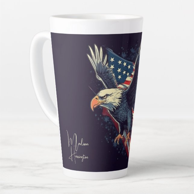 Custom Name American Eagle Latte Mug (Left Angle)