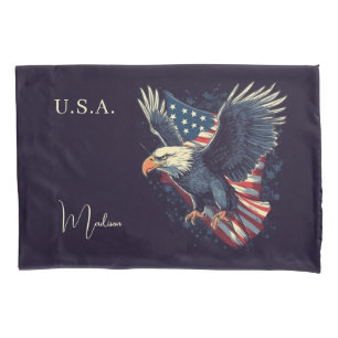 Custom Name American Eagle Pillowcase