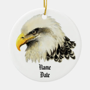 Custom Name, American Eagle Remember Never Forget Ceramic Tree Decoration