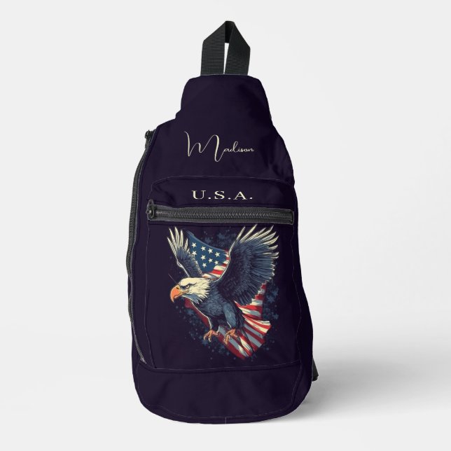 Custom Name American Eagle Sling Bag (Front)