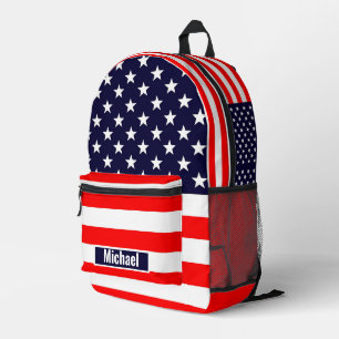 Custom Name American Flag Boys Backpack