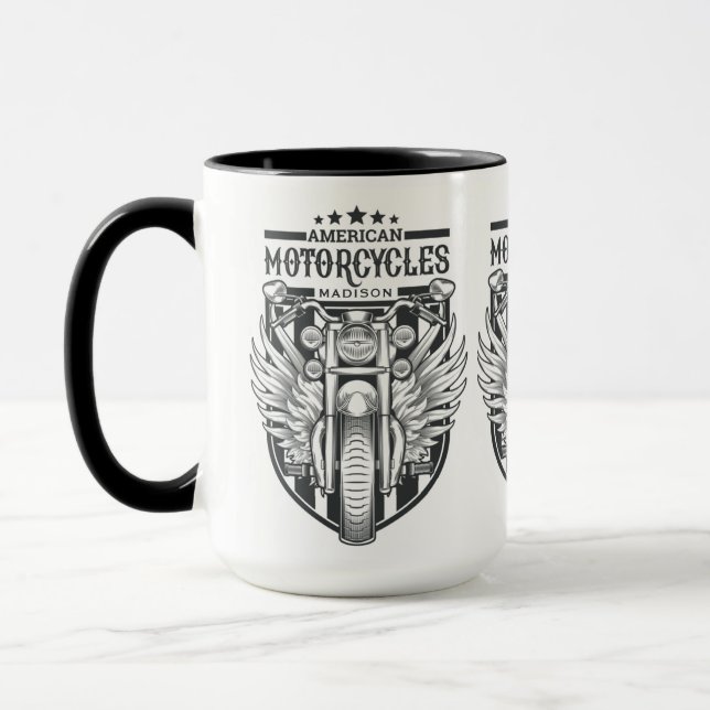 Custom name “American Motocycles” mugs (Left)