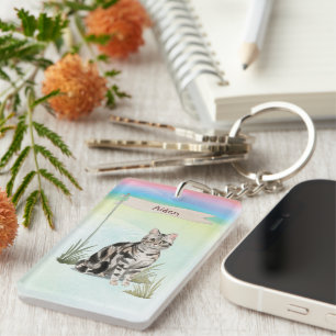 Custom Name American Short Hair Pet Cat Key Ring