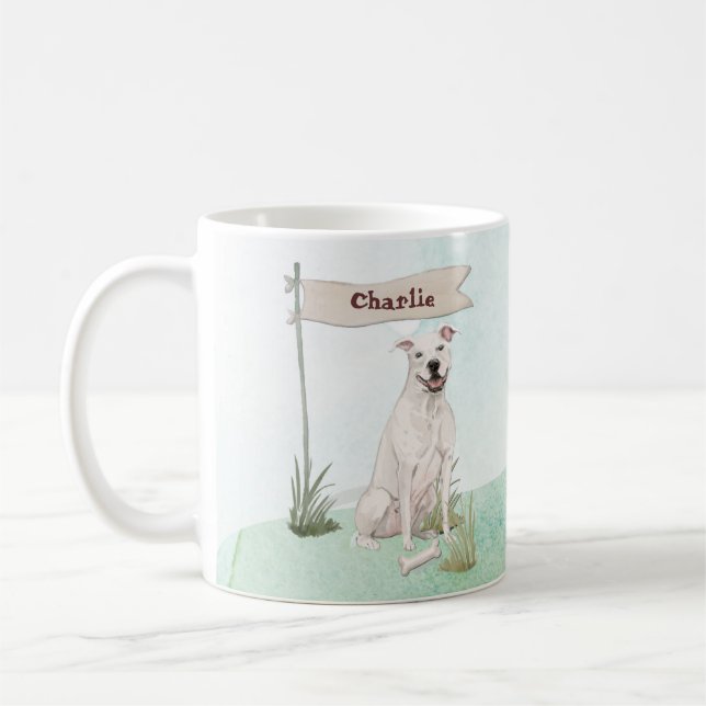 Custom Name American Staffordshire Terrier Pet Dog Coffee Mug (Left)
