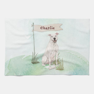 Custom Name American Staffordshire Terrier Pet Dog Tea Towel