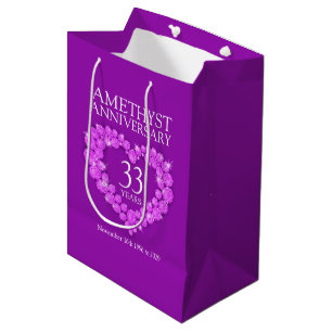 Custom name amethyst anniversary photo purple bag