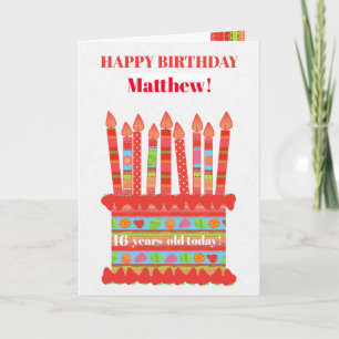 Custom Name and Age Birthday Cake Card
