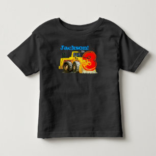 Custom Name and Age Boy's Giant Yellow Digger 3rd Toddler T-Shirt