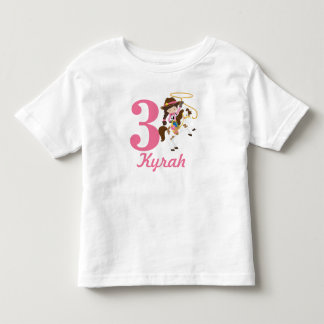 Custom name and age Cowgirl Birthday Toddler T-Shirt