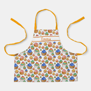 Custom Name and Cupcake Print Apron for Kids
