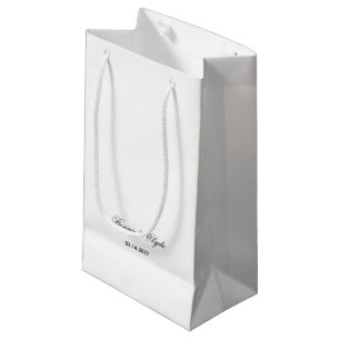 Custom Name and Date Symbol of Love White Small Gift Bag
