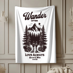 Custom name and date wedding gift, personalized sherpa blanket