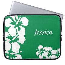 Custom Name and Hibiscuses Laptop Sleeve
