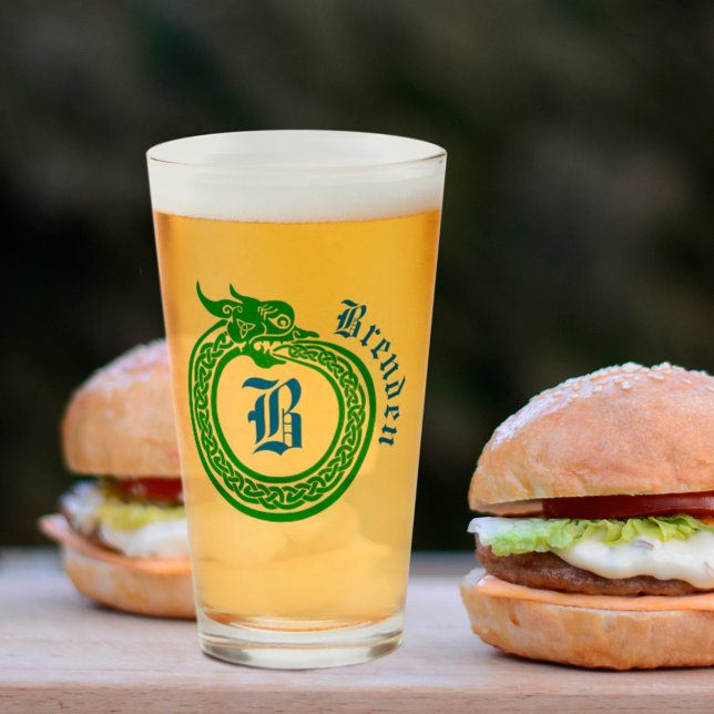 Custom Name and Monogram Celtic Style Ouroboros Glass (Creator Uploaded)