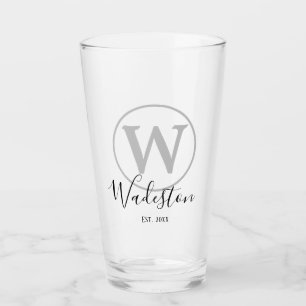 Custom Name and Monogram Established Glass
