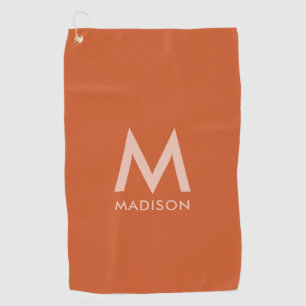 Custom Name and Monogram   Modern Minimalist Golf Towel