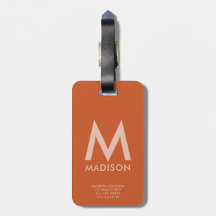 Custom Name and Monogram   Modern Minimalist Luggage Tag