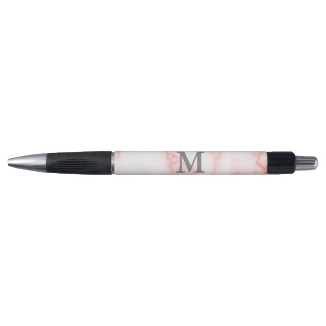 Custom Name and Monogram on Pink Marble Look (Front)