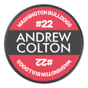 Custom Name and Number Hockey Puck