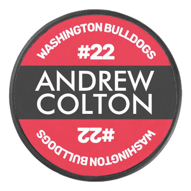 Custom Name and Number Hockey Puck (Front)