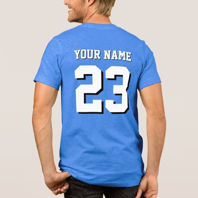 Custom Name and Number Jersey Sports Tri-Blend Shirt (Back)