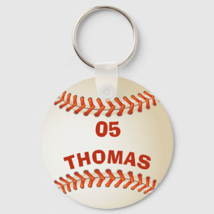 Custom Name and Number Template Baseball Sports Key Ring
